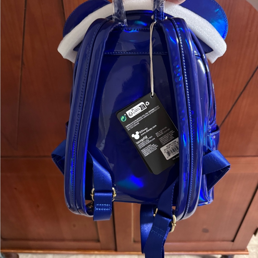 Loungefly Metallic Blue Mickey Ear Mini Backpack - Picture 2 of 2